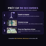Prêt en 90 secondes : déplie le trépied, choisis ta map, pose tes figurines